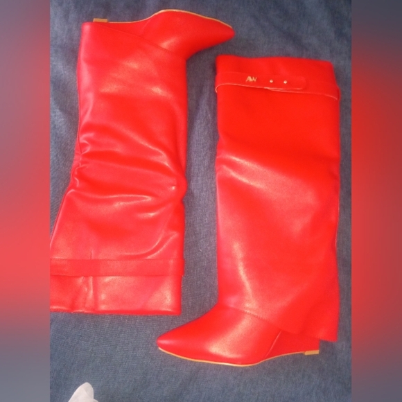 AZALEA WANG "FATAL VALENTINE" Elegant Red Over the Knee Women's Boots - Picture 9 of 9